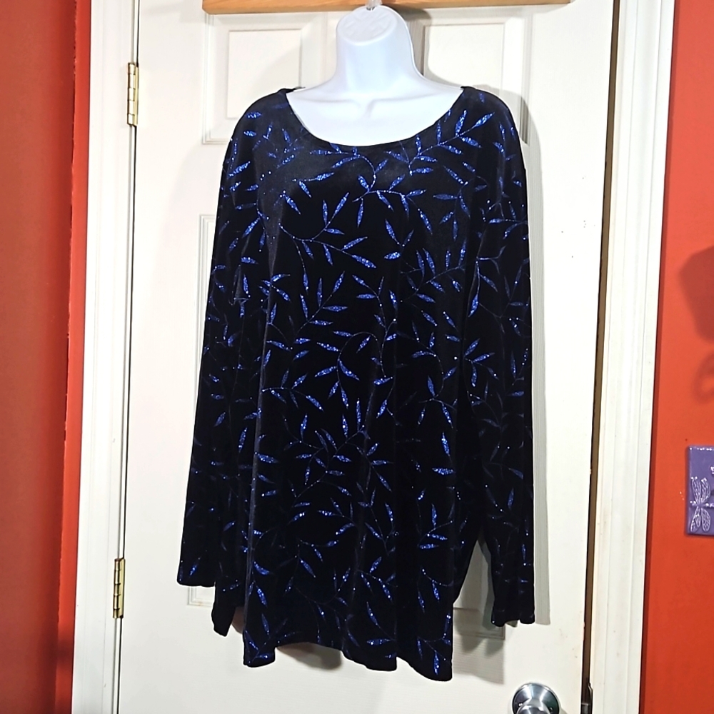 Fashion Bug black & blue sparkly top 26/28W